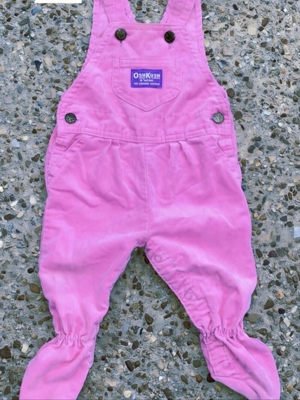 Vtg OshKosh B'gosh Vestbak Corduroy Pink Footed Overalls Size 6-9 mos